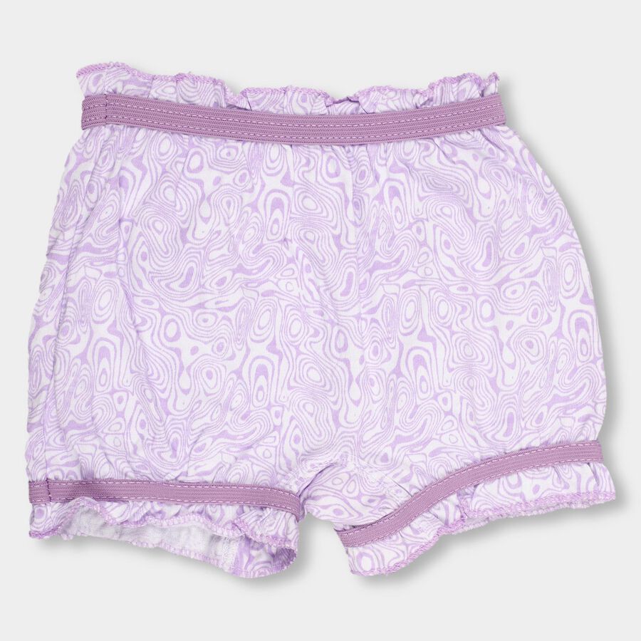 Girls' Soft Lavender Regular Fit Printed Bloomers, Lilac, large image number null