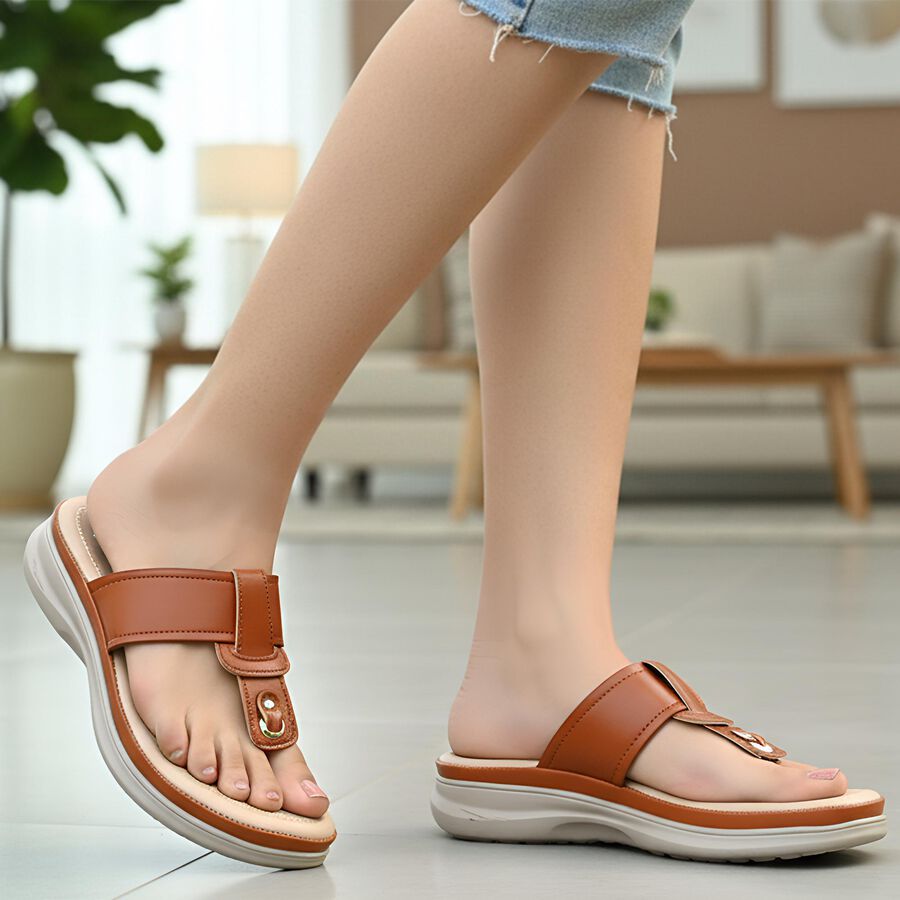 Ladies' Sandal, भूरा, large