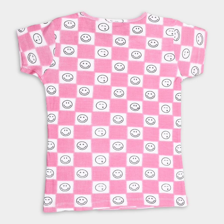 Girls' Cotton T-Shirt, Pink, large image number null