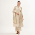 Women's Beige V-Neck Embroidered Kurta, Beige, small image number null