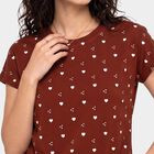 Women's Rust Round Neck Regular T-Shirt, रस्ट, small