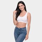 Women's White Scoop Neck Bralette Bra, White, small