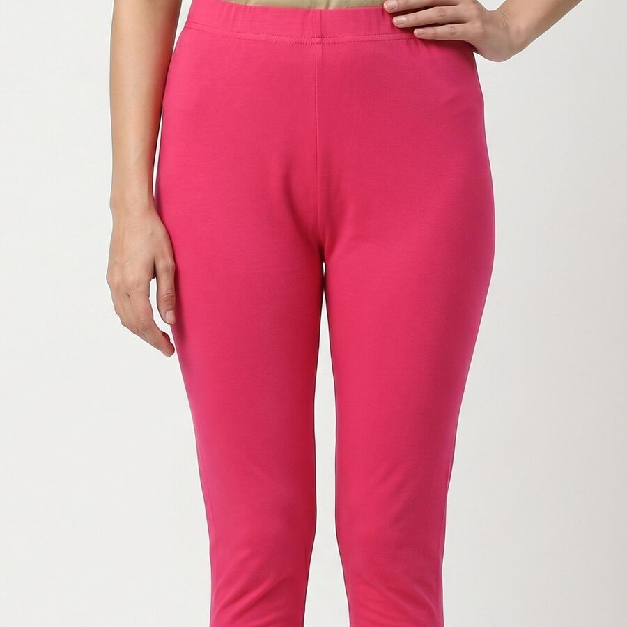 Women's Fuchsia Slim Fit Elastic Waist Churidar, रानी (फ्यूशिया), large