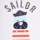 Boys' White Cotton Round Neck Printed Baba Suit, White, small image number null