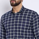 Men's 100% Cotton Casual Shirt , नेवी ब्लू, small