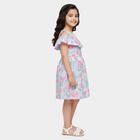 Girls' Light Blue Floral Off-Shoulder Cotton Frock, Light Blue, small