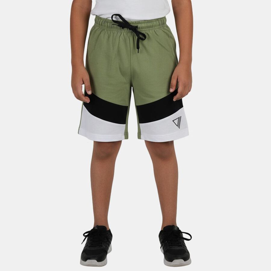 Boys Olive Regular Fit Drawstring Bermuda Shorts, ओलिव, large