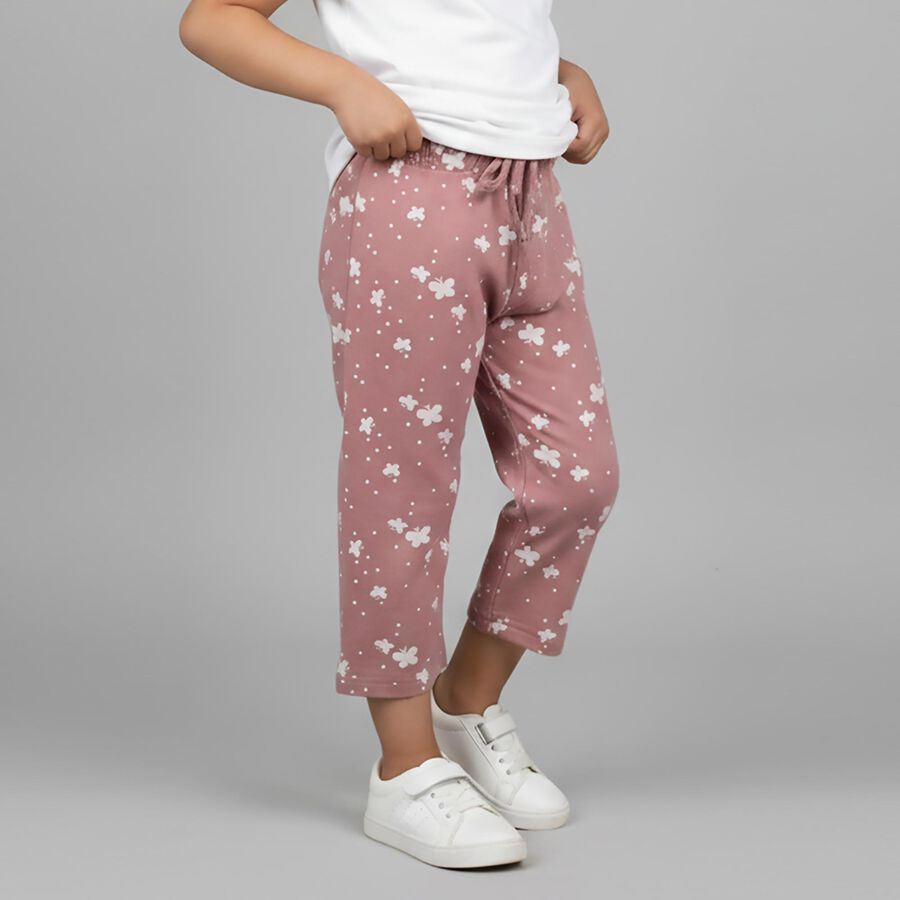 Girls' Dusty Rose Butterfly Printed Pyjama, हल्का गुलाबी, large image number null