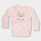Girls Light Pink Crew Neck Fleece Sweatshirt, Light Pink, small image number null