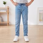 Boys' Light Blue Slim Fit Drawstring Jeans, हल्का नीला, small