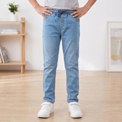 Boys' Light Blue Slim Fit Drawstring Jeans
