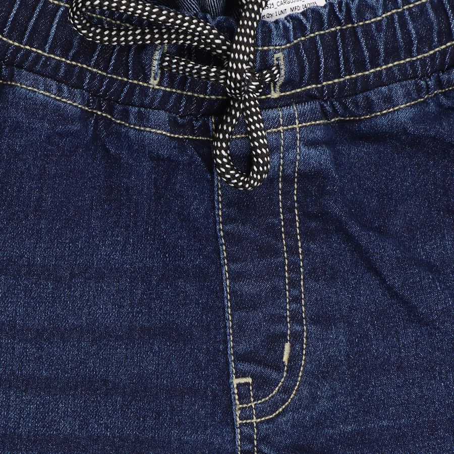 Boys' Stonewashed Blue Slim Fit Cargo Jeans, Mid Blue, large