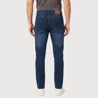 Men's Navy Blue Slim Fit Washed Jeans, Dark Blue, small