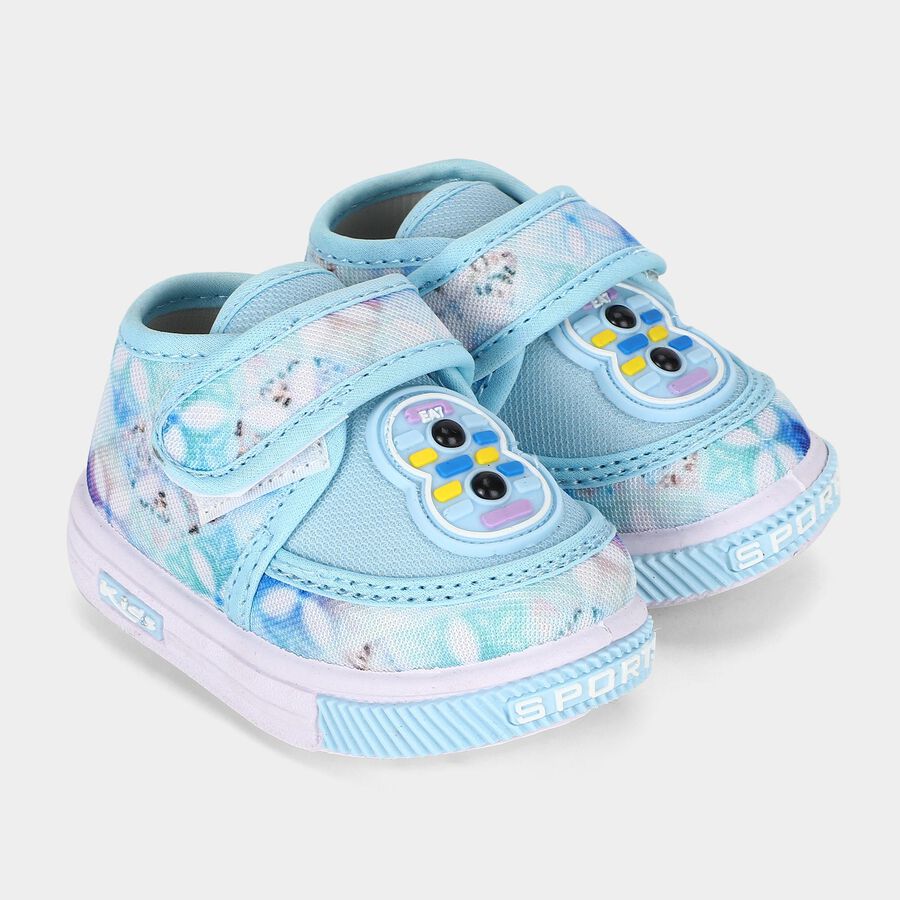 Boys' Light Blue Velcro Strap Sneakers, Blue, large