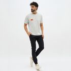 Men's Jet Black Slim Fit Elastic Waist Casual Trousers, Black, small image number null