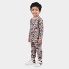 Boys Charcoal Cotton Round Neck Graphic Print Baba Suit, Charcoal, small