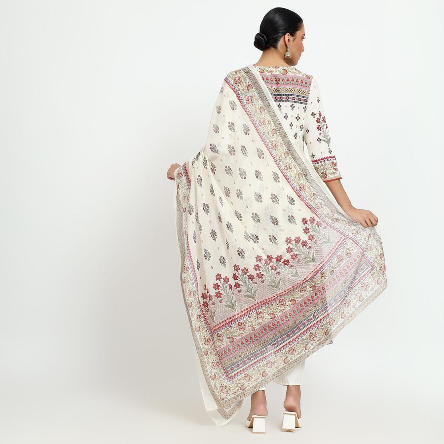 Women's White Floral Printed Ethnic Set, Off White, large image number null