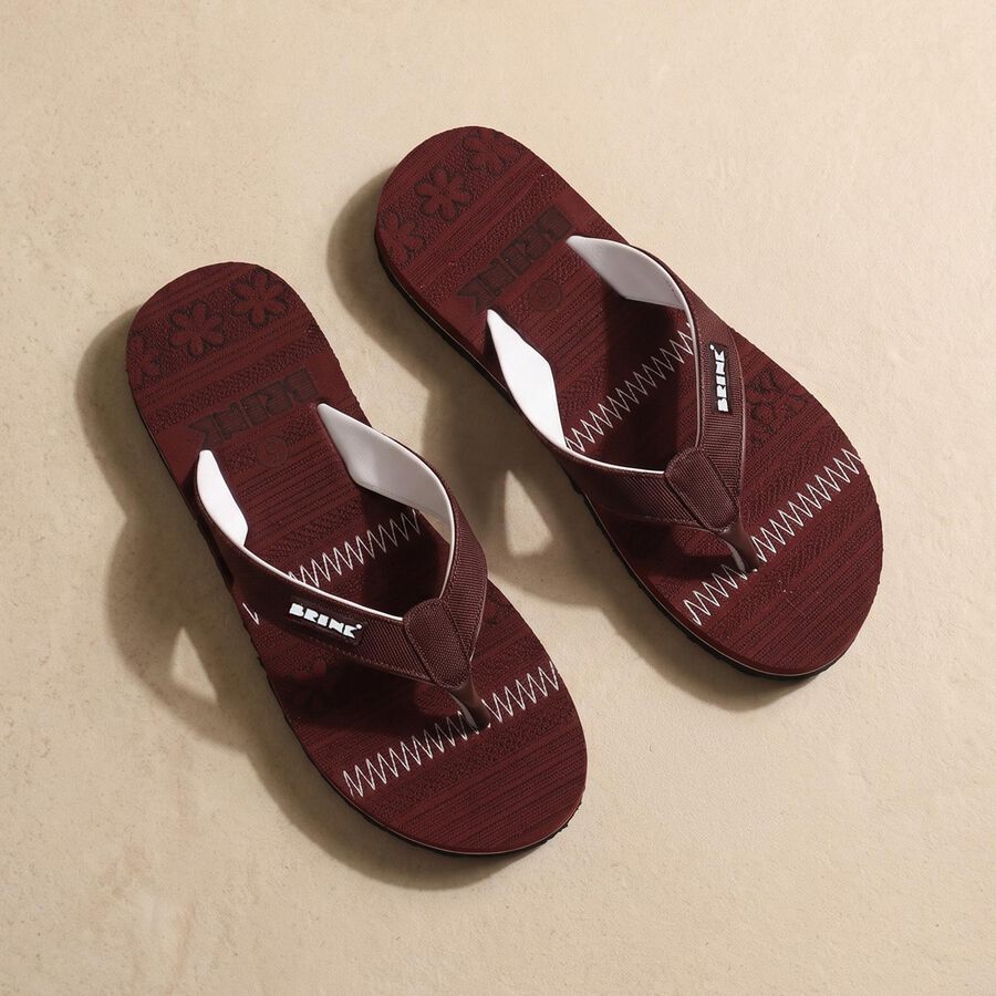 Women's Maroon Thong Strap Flip-Flops, मरून, large