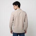 Men's Light Grey Cotton Long Sleeve Collar Shirt, Light Grey, small