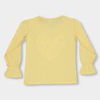 Girls Bright Yellow Cotton Round Neck Casual Top, पीला, small image number null