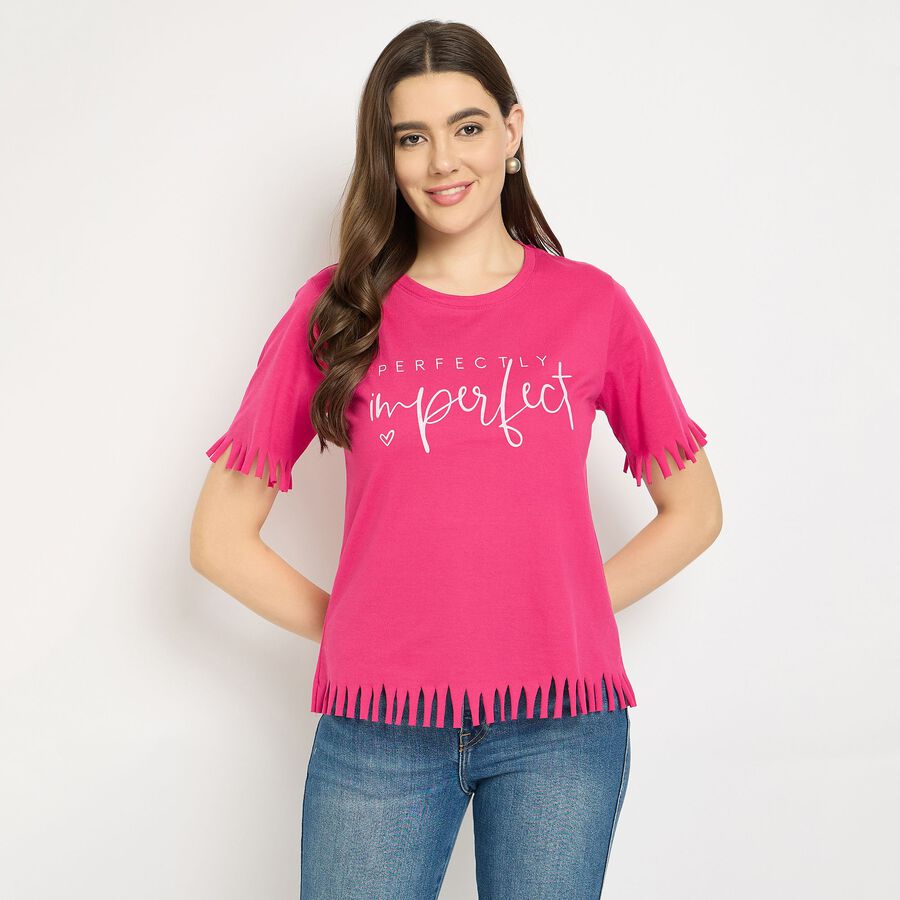 Ladies' Round Neck T-Shirt, Fuchsia, large image number null