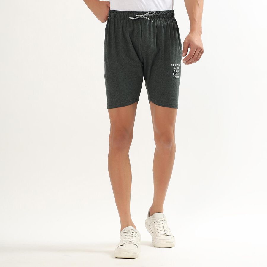 Men's Light Blue Regular Fit Placement Printed Bermuda Shorts, Olive, large image number null