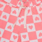 Girls' Coral Pink Printed Elastic Waist Shorts, Pink, small image number null