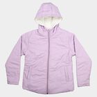 Girls' Lilac Hooded Puffer Jacket, Lilac, small
