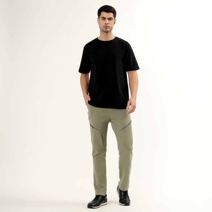 Men's Slim Fit Casual Trousers, Light Green, large