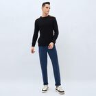 Men's Jet Black Crew Neck Casual Pullover, Black, small image number null