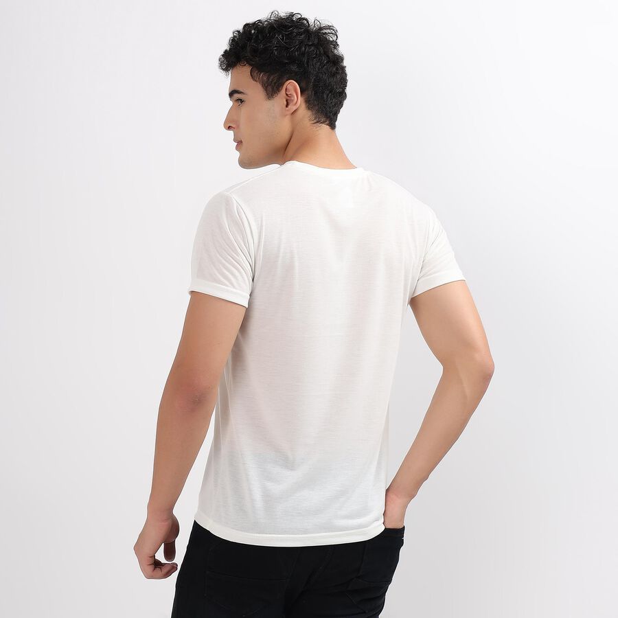 Men's Round Neck Half Sleeves T-Shirt, White, large image number null