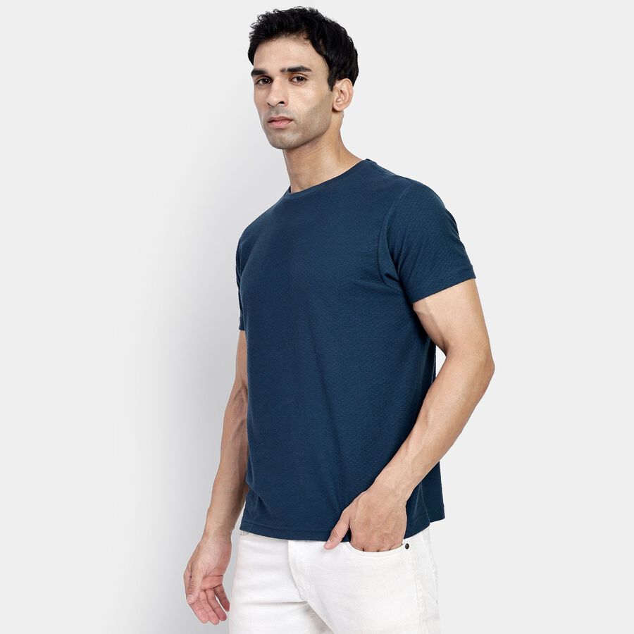 Men's Round Neck Half Sleeves T-Shirt, टील ब्लू, large image number null