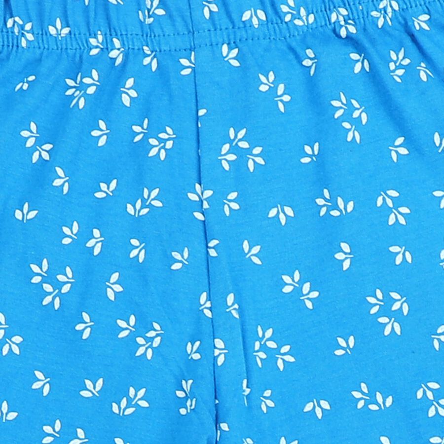 Girls Blue Regular Fit Printed Lounge Pyjama, Mid Blue, large