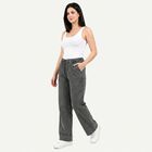 Women's Dark Grey Wide Leg Drawstring Waist Jeans, Dark Grey, small
