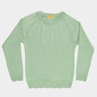 Girls' Mint Green Crew Neck Casual Pullover, Light Green, small image number null