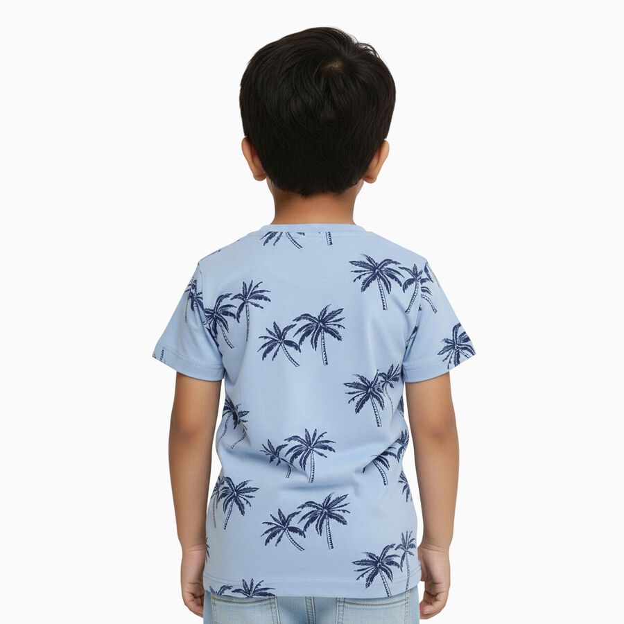 Boys Light Blue Cotton Round Neck Casual Half Sleeve T-Shirt, Light Blue, large