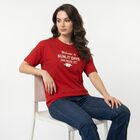 Women's Red Round Neck Regular T-Shirt, Red, small