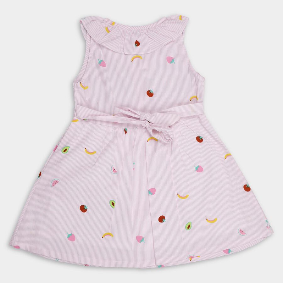 Girls' 100% Cotton Frock , हल्का गुलाबी, large image number null