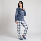 Women's Blue Straight Fit Checked Pyjama, Mid Blue, small