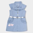 Girls' Light Blue A-Line Cap Sleeves Frock, Light Blue, small image number null