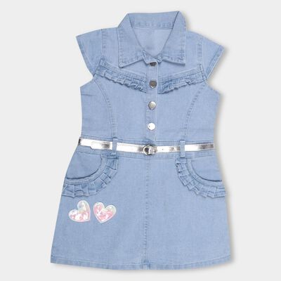 Girls' Light Blue A-Line Cap Sleeves Frock