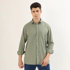 Men's Muted Olive Green Spread Collar Casual Shirt, Olive, small image number null