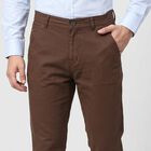 Men's Brown Slim Fit Chino Trousers, Brown, small