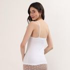 Women's White Cotton Round Neck Minimalist Slip, सफ़ेद, small