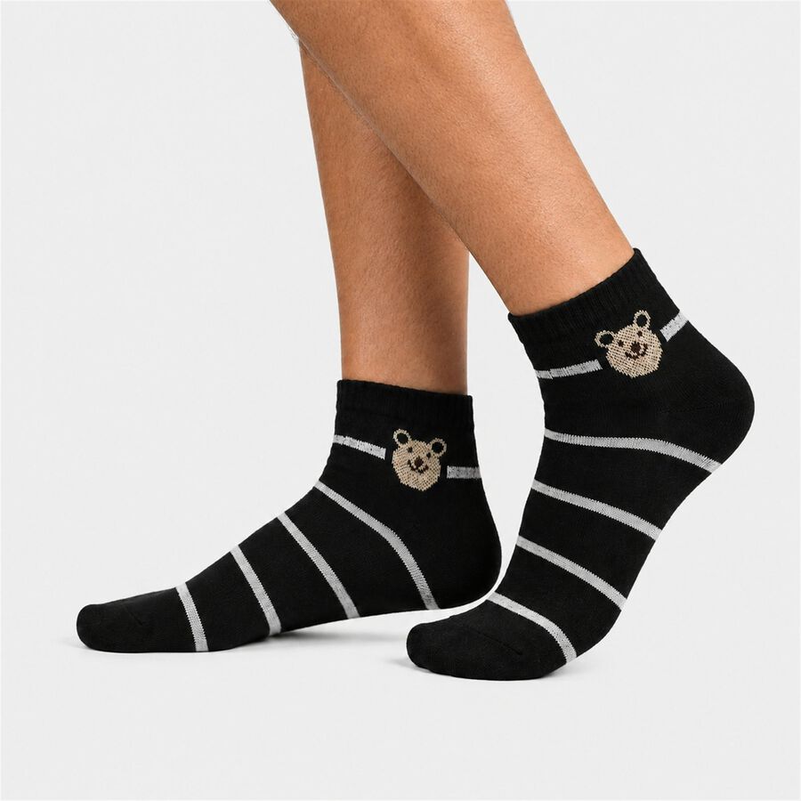 Women's Assorted Regular Fit Striped Pack of 3 Socks, चुनिंदा, large