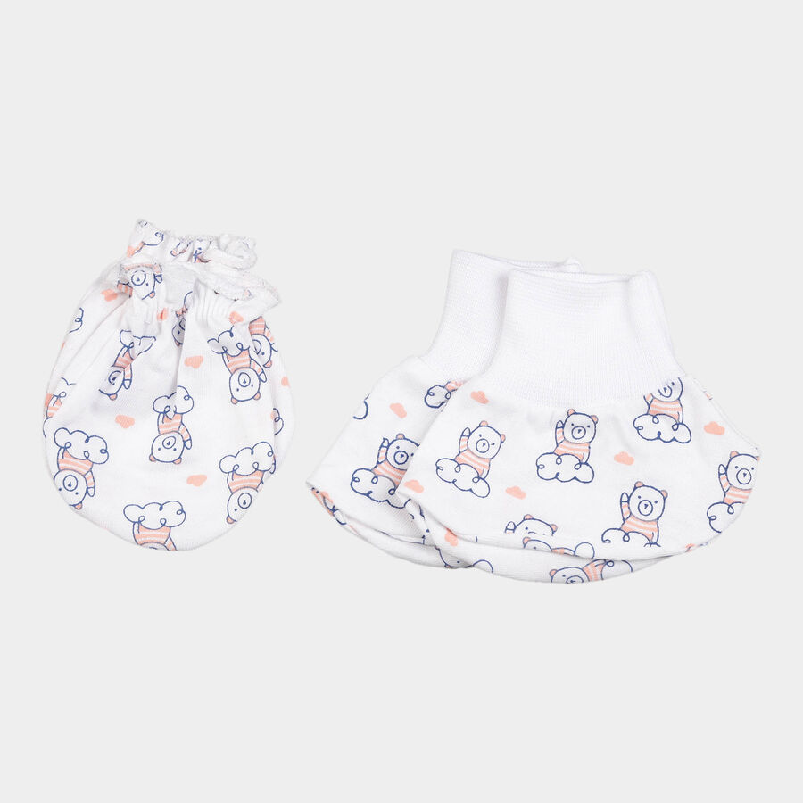 Infants Cotton Printed Baby Gift Set, White, large image number null