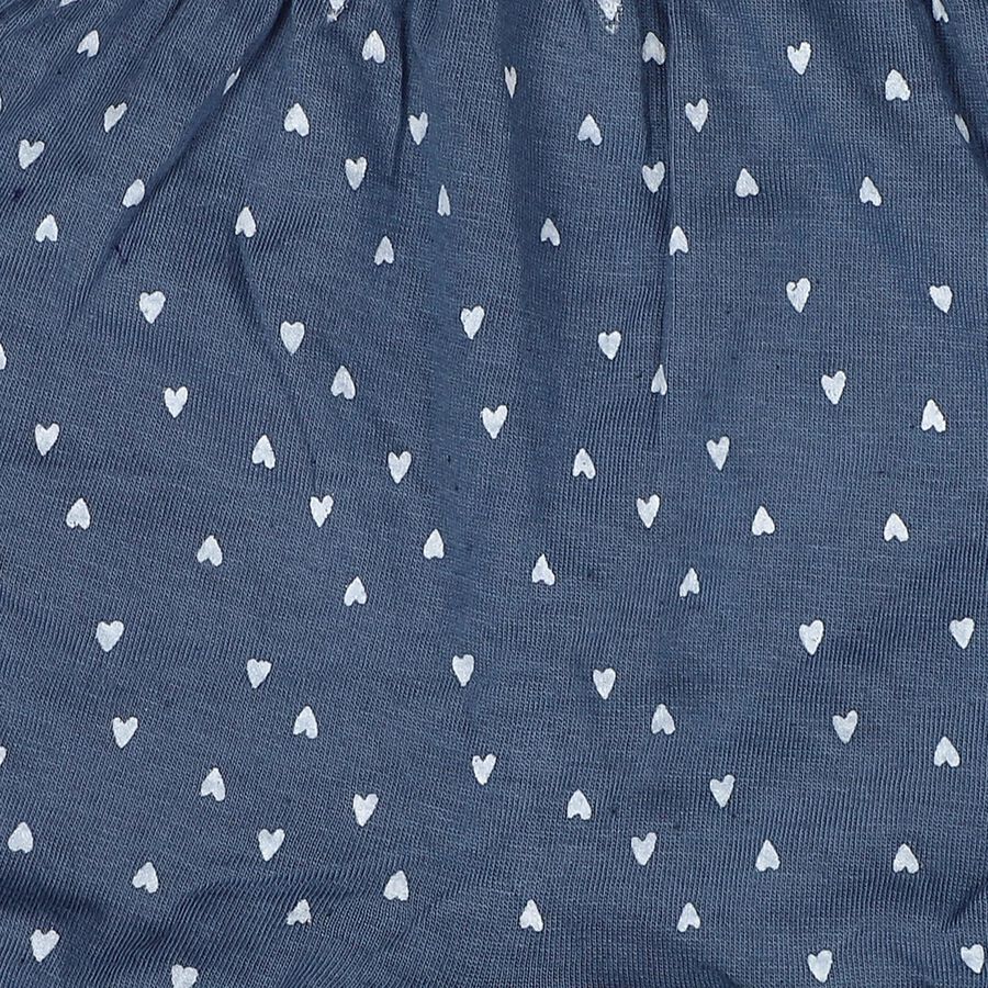 Girls' Blue Regular Fit Heart Print Bloomers, हल्का नीला, large