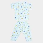 Infants Cotton Printed Night Suit, Aqua, small image number null