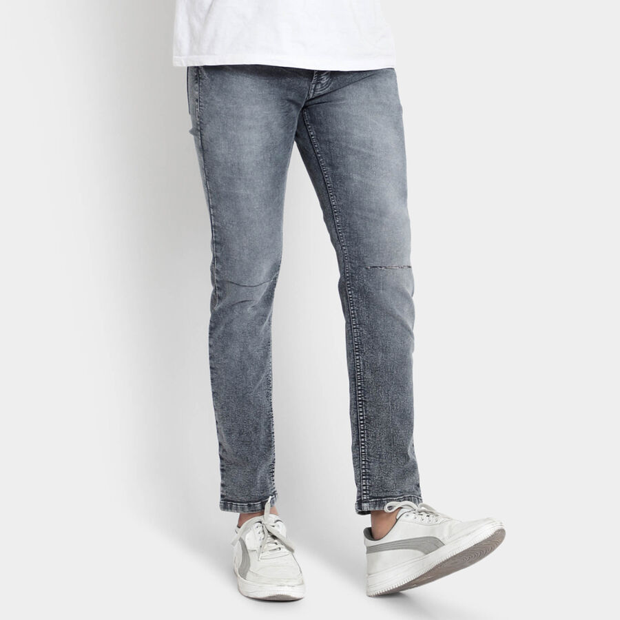 Mild distress 5 Pocket Straight Jeans, Light Grey, large image number null