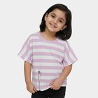 Girls' Lilac Round Neck Casual T-Shirt, लाइलेक, small